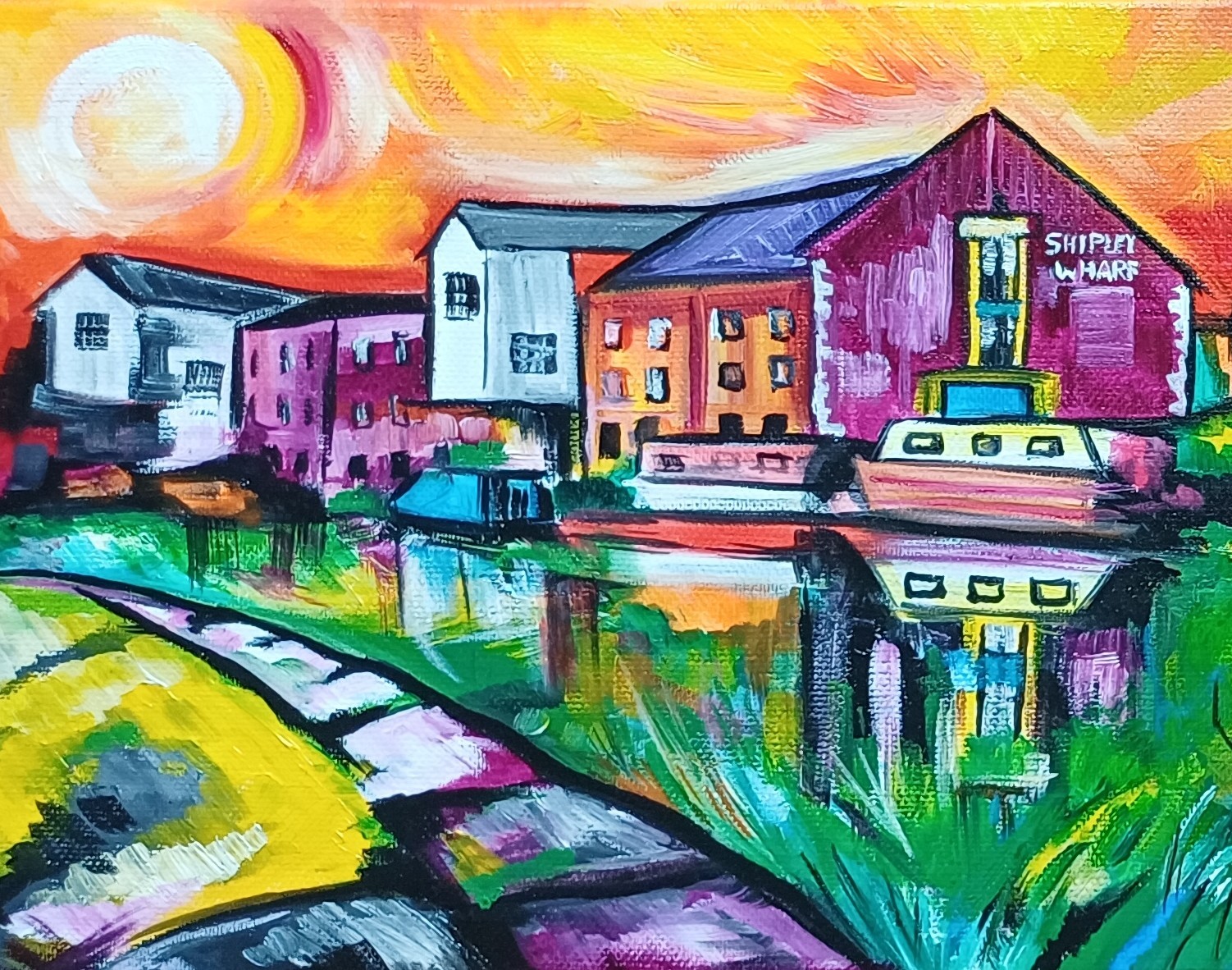 Saltaire Canal at Sunset